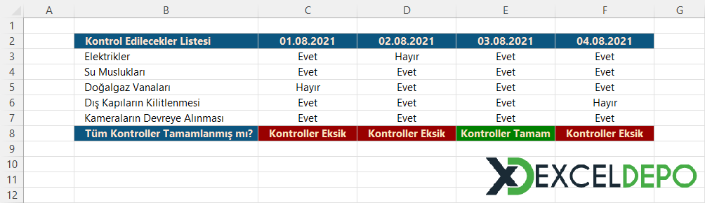 Veri Aralığında İçerir Kriterli Arama Yapma