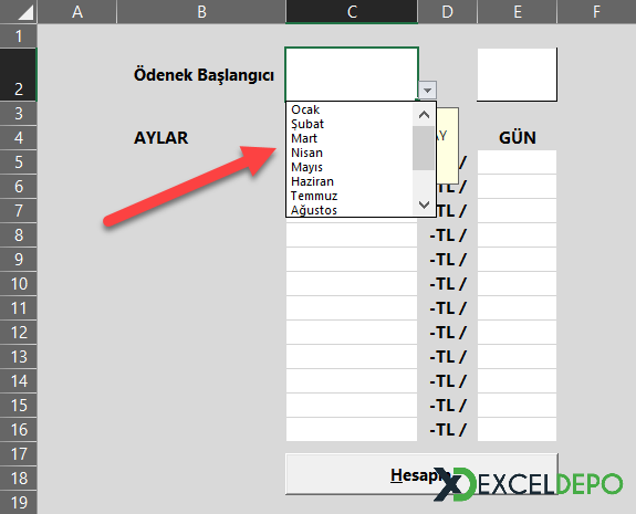 Kısa Çalışma Ödeneği AY Seçimi