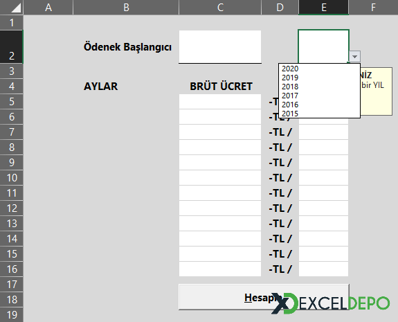 Kısa Çalışma Ödeneği YIL Seçimi