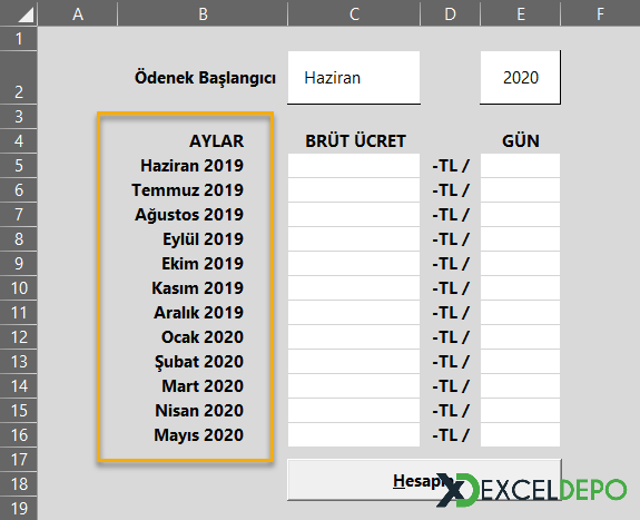 Kısa Çalışma Ödeneği DÖNEM Listesi