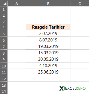 İki Tarih Arasında Rastgele Tarih Üretme