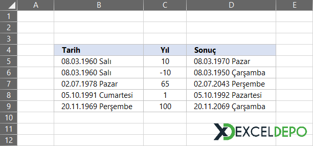 Tarihe Yıl Ekleme