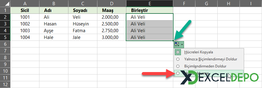 Otomatik Doldurma ile Hızlı Doldurma