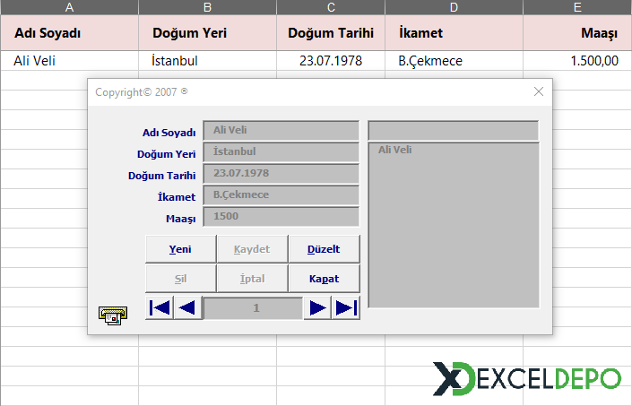 Excel Userform Veri Kaydetme