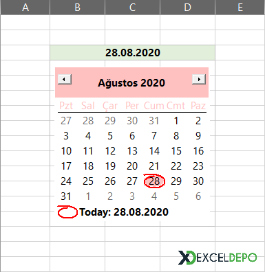 Excel Tarih Seçici Ekleme