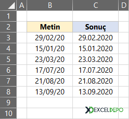 Metin Biçimindeki Tarih Değerlerini Tarih Biçimine Çevirme