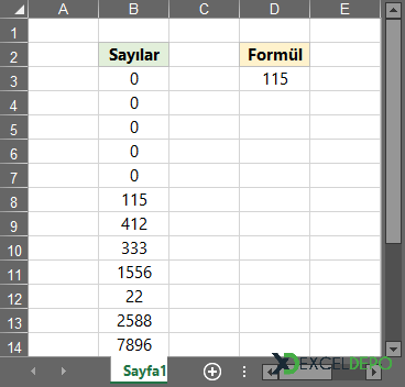 Sıfırdan Sonraki İlk Sayıyı Bulma