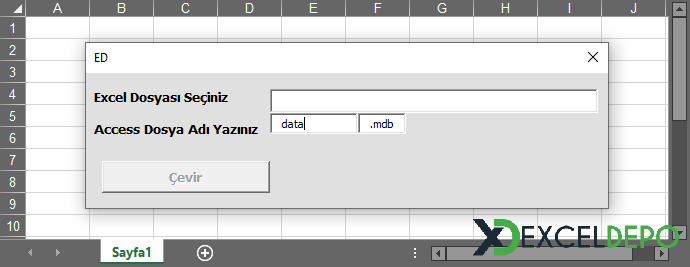 Excel Dosyasını Access Dosyasına Dönüştürme