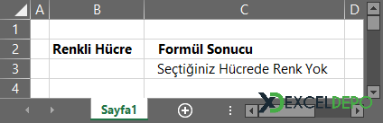 Excel Hücre Rengine Göre Formül