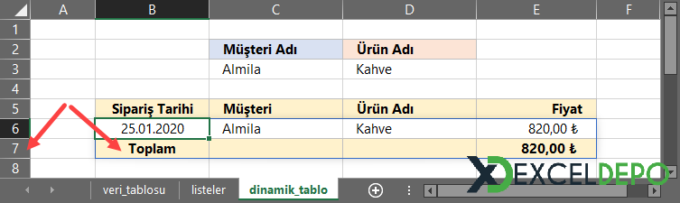 Dinamik Formüller ile Dinamik Tablolar Oluşturma