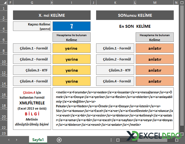 Cümlenin İçinden X Sıradaki Kelimenin Alınması