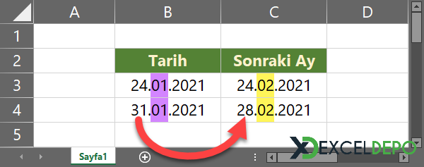 Bir Sonraki Ayın Aynı Gününü Bulma