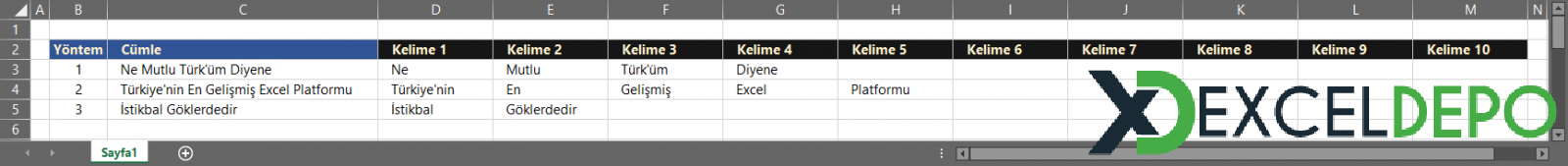 Excel Formülleri ile Metni Sütunlara Bölme