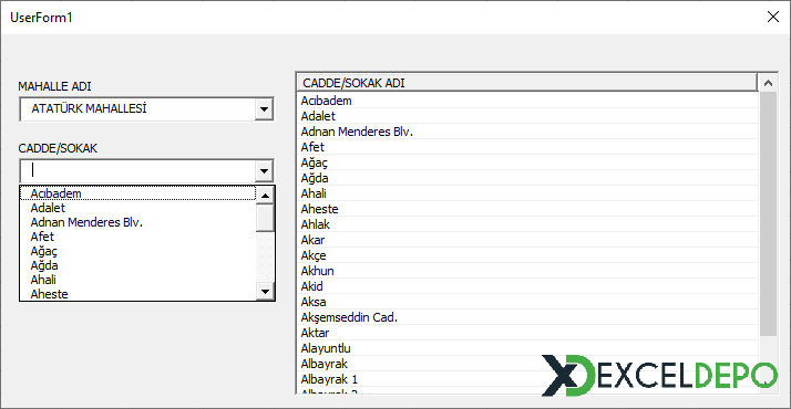 ComboBox ve ListView Nesnelerine Veri Alma