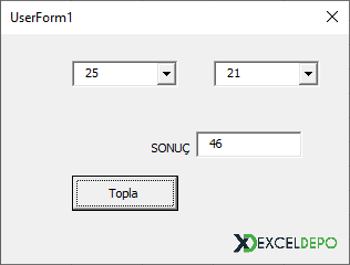 ComboBox Nesneleri ile Toplama Yapma