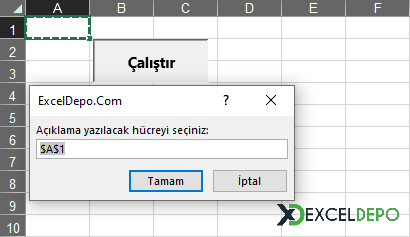 InputBox Nesnesinden Hücreye Açıklama Ekleme