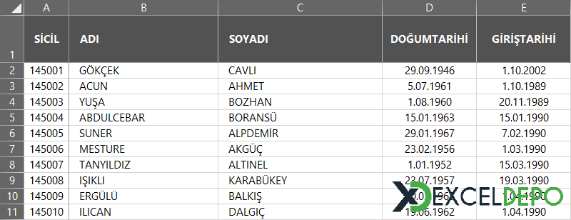 ADO ile Yaş Bulma