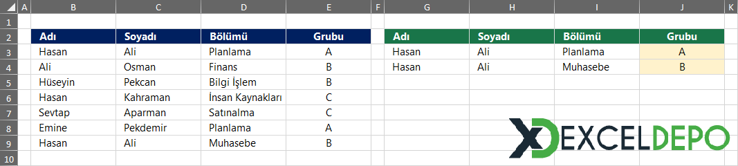 Birden Fazla Kriterli Düşeyara