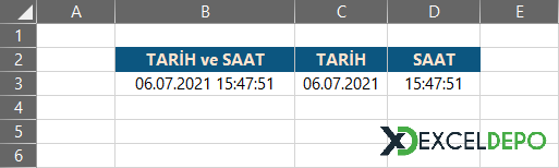 Tarih ve Saat Değerini Ayrı Ayrı Yazdırma