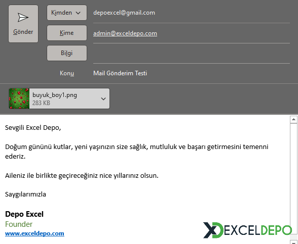 İmza Ekleme Seçenekli Mail Gönderme