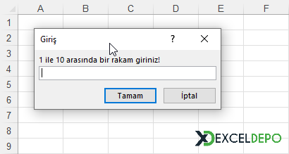 InputBox Nesnesiyle Sayı Kontrolü Yapma