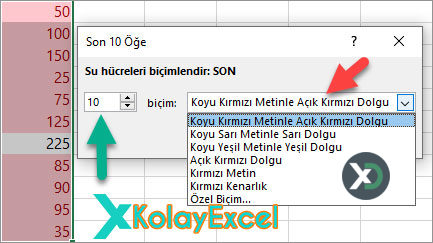 İlk/Son Kuralları - Son 10 Öğe