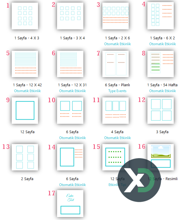 2020 Yılı Excel Takvimi